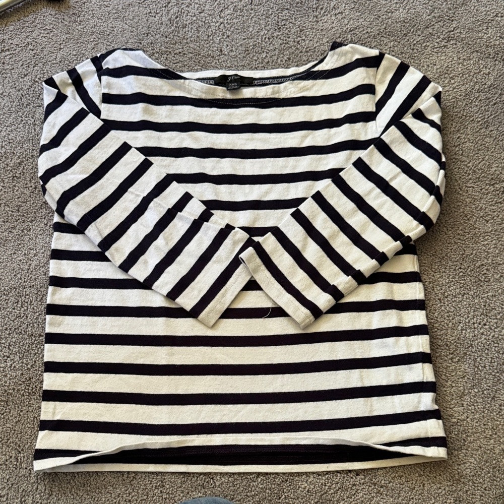 Vintage J. Crew Striped Black and White Women's Top